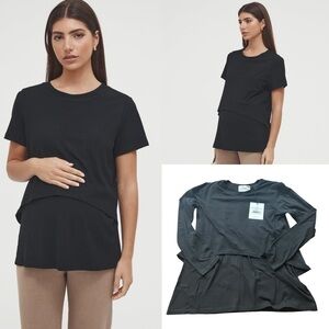 NWT Legoe Heritage long sleeve top organic cotton nursing t size XS maternity